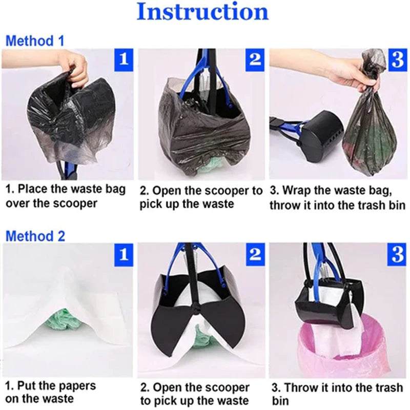 Pet Supplies Thickened plastic Foldable Long Handle Pet Pooper Scooper, Outdoor Dog Waste Picker, Poop Scoop, Toilet Supplies
