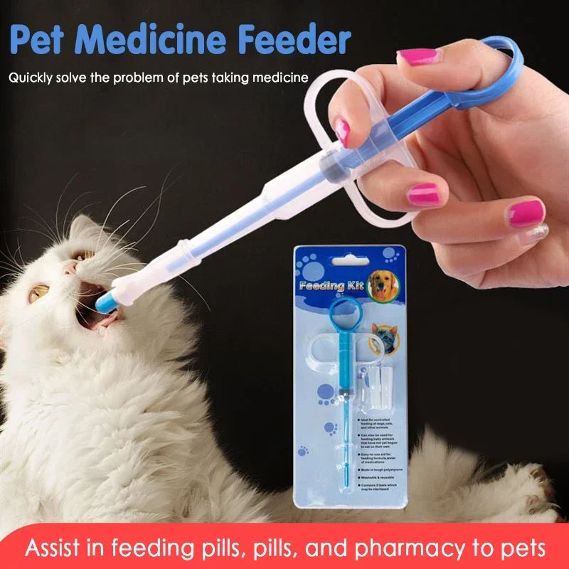 1 Set Pet Pills Applicator Cat Dogs Syringe Medicine Water Milk Feeder Insect Repellent Supplies Can Clip Pills Pet Water Feeder