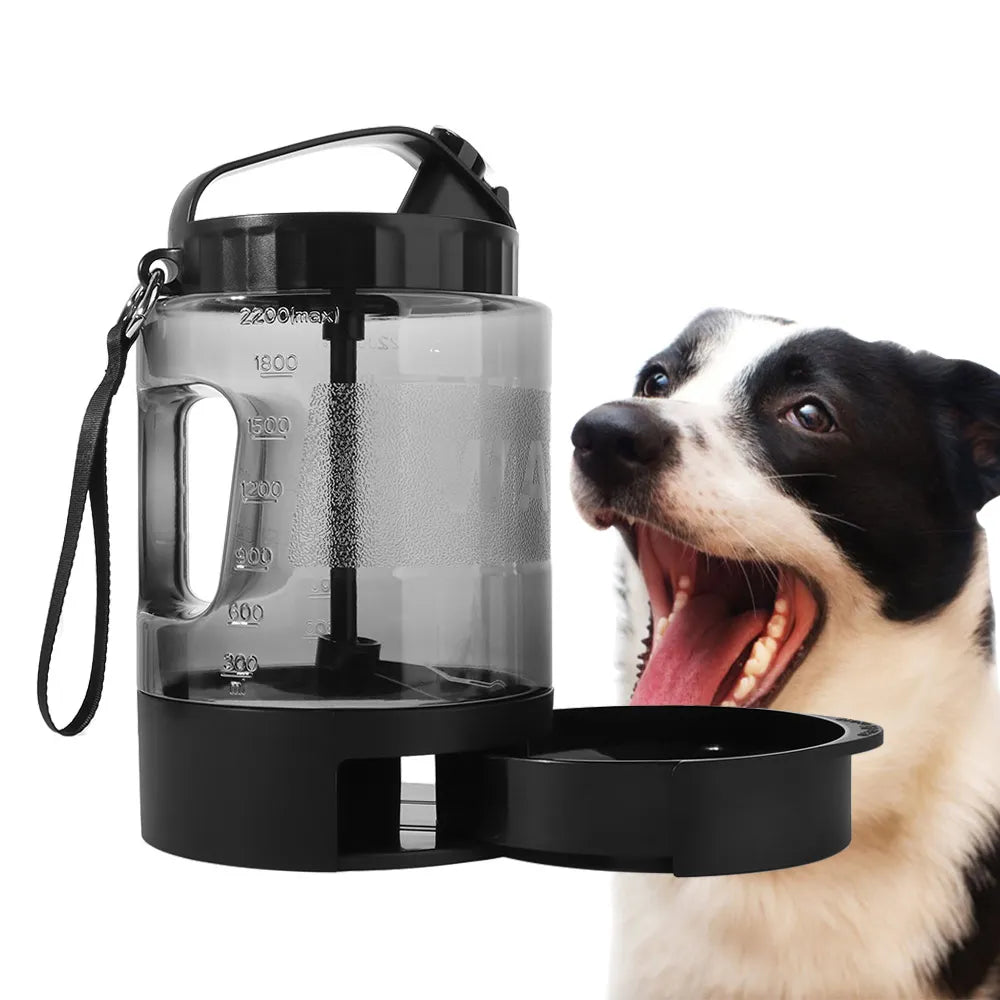 Pet Supplies 77oz/2.2L Pet Drink Travel Bowl 2-in-1 Portable Cats Water Feeder Bowls Leak Proof Lock Dog Water Bottle Puppy