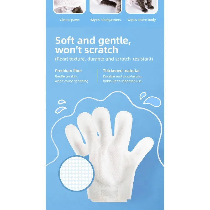 No-rinse Pet Cleaning Gloves Deodorant Wet Wipes for Cat Dog Fur Care Disposable Bath-free Grooming Tools Refresh Coat Remove
