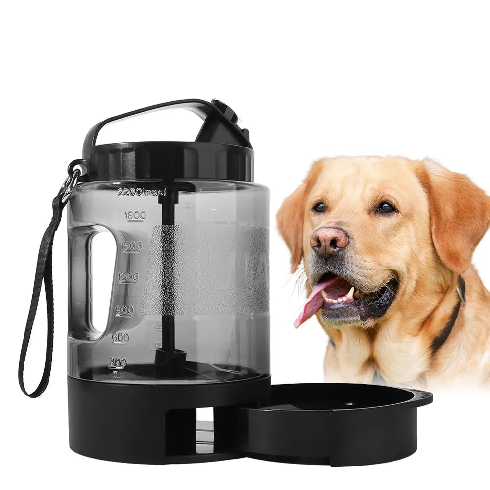 Pet Supplies 77oz/2.2L Pet Drink Travel Bowl 2-in-1 Portable Cats Water Feeder Bowls Leak Proof Lock Dog Water Bottle Puppy
