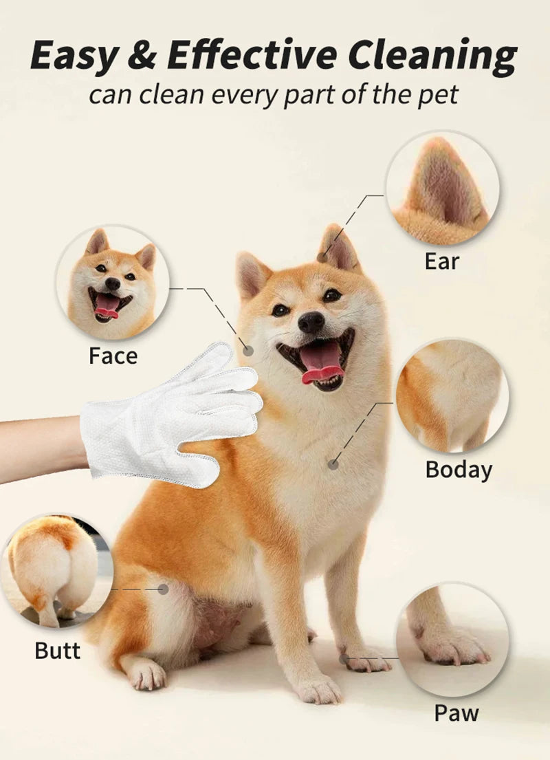 6-12PCS Pet Wash-Free Gloves Cat Bath Deodorant Wipes Disposable Cleaning Dry Cleaning Dog Wipes Gentle And Convenient Gloves