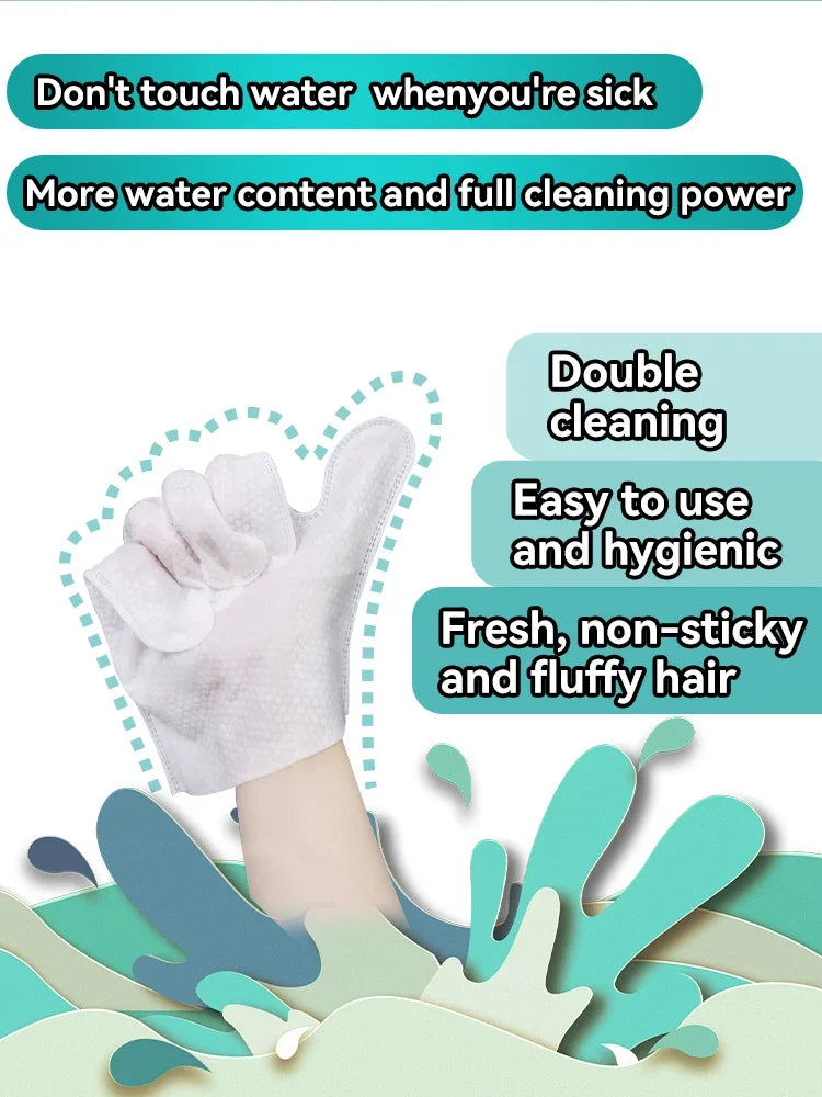 Disposable No Rinse Pet Glove Wipes - Lickable Safe Cleaning Gloves for Dogs Cats Puppies - Daily Grooming Spa Bath Supplies