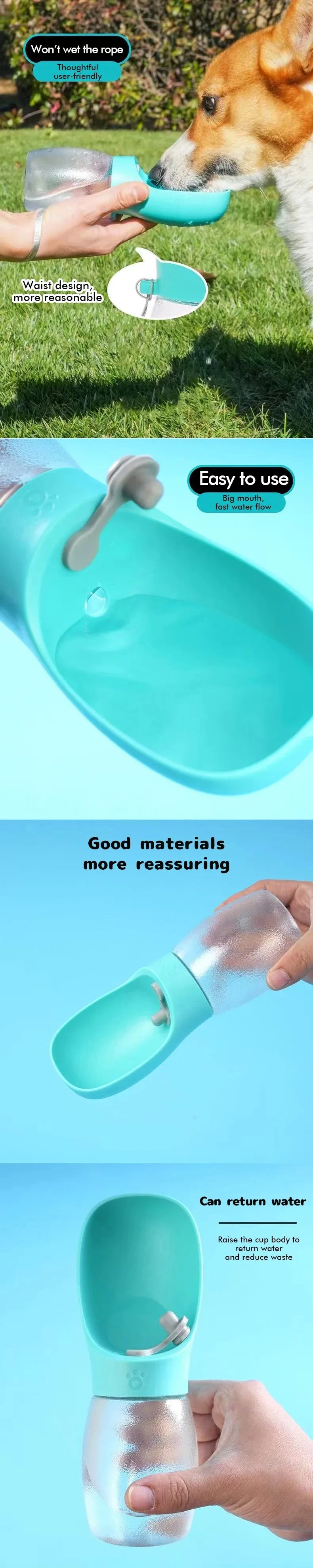 Pet Dog Water Bottle 300ML Puppy Drinking Bowls For Small Medium Dogs Cats Hiking Portable Cat Feeder Golden Retriever Supplies