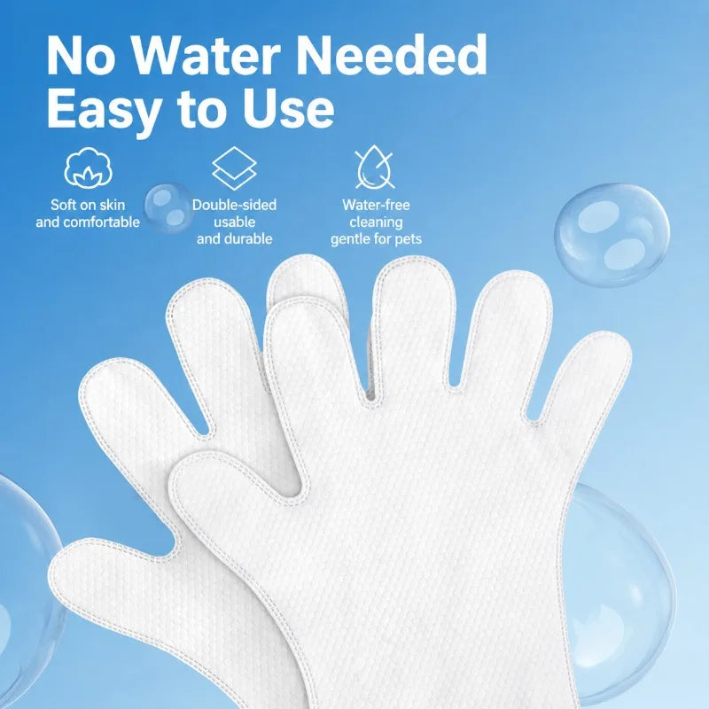 No-rinse Pet Cleaning Gloves Deodorant Wet Wipes for Cat Dog Fur Care Disposable Bath-free Grooming Tools Refresh Coat Remove